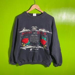 Vintage Avirex Crewneck Sweatshirt with Rose Embroidery